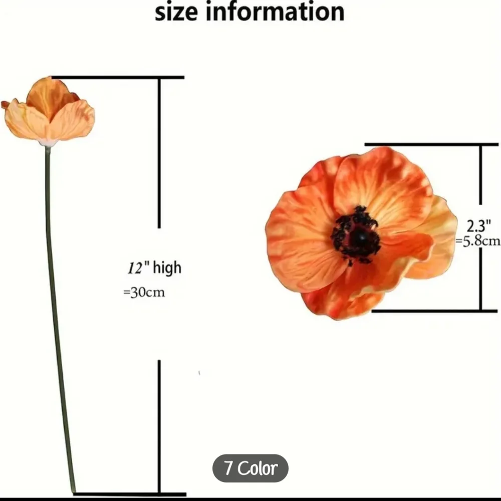10 x white poppy flowers